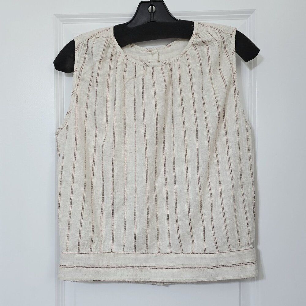 Tanya Taylor -‎ 4 Womens Armless Strip Linen Button Down Back Top *No Tags*